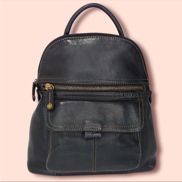 Fossil Bags Fossil Black Leather Mini Backpack Purse Poshmark